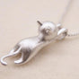 Sterling Silver Necklace with Playful Cat | Handmade